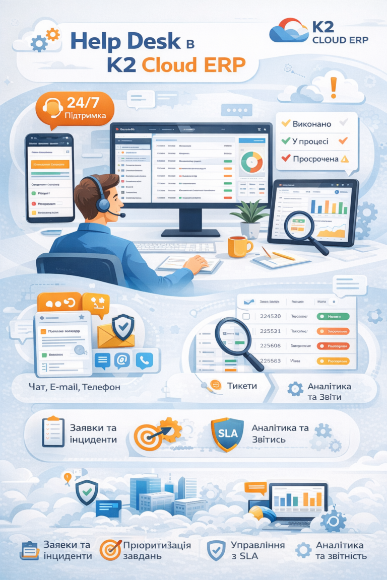 Help Desk в K2 ERP — спробуйте K2 ERP безкоштовно в хмарі: Help Desk в K2 ERP