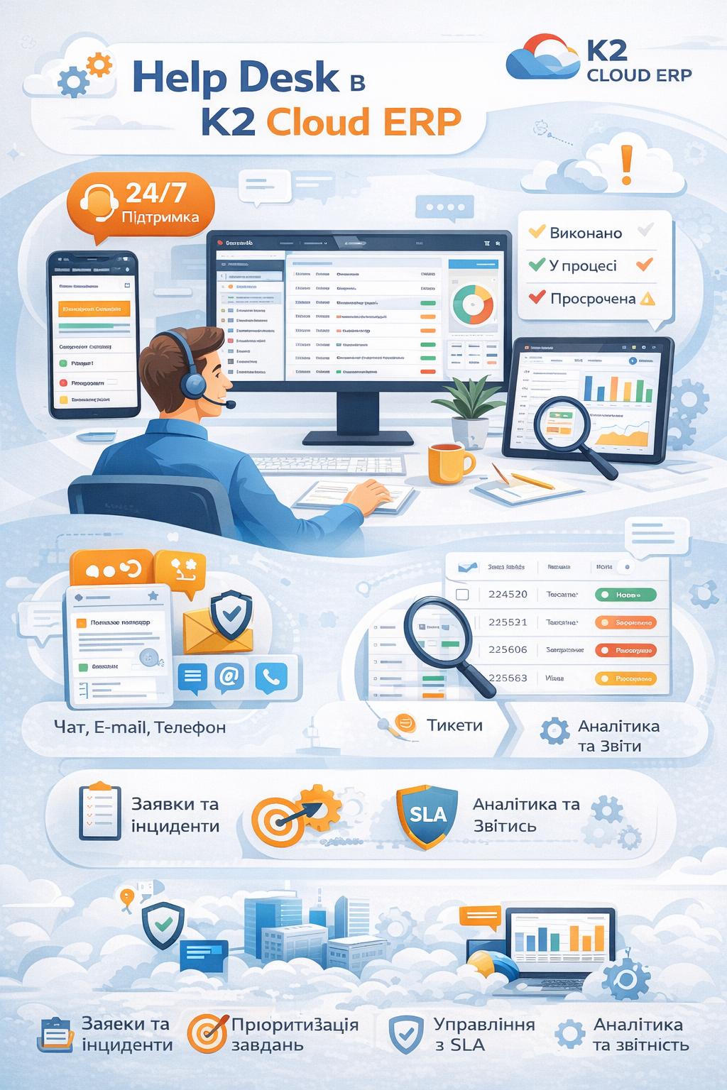 Help Desk в K2 ERP — спробуйте K2 ERP безкоштовно в хмарі: Help Desk в K2 ERP