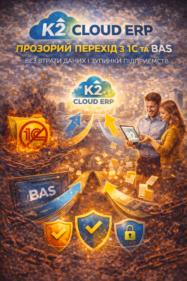 K2 ERP прозорий перехід з 1с та Bas без втрати даних і зупинки підприємств — спробуйте K2 E…: K2 ERP прозорий перехід з 1с та Bas без