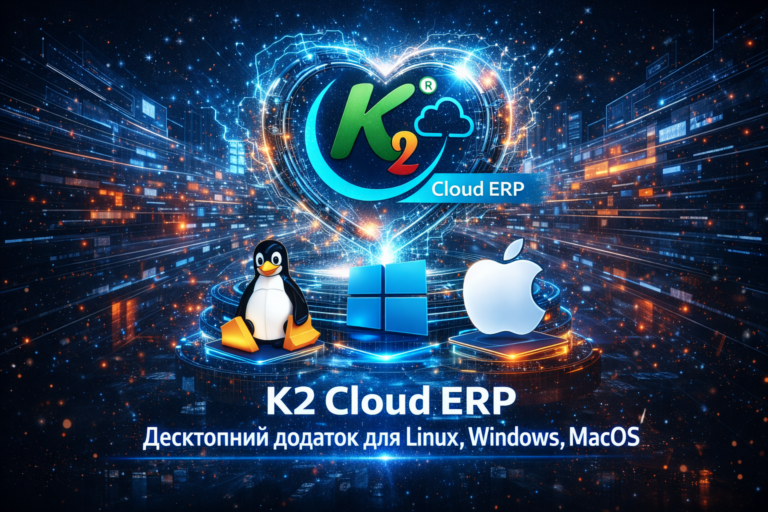 K2 ERP: Десктопний додаток для Linux, Windows та macOS — швидка завдання з хмарами без хаосу вкладок