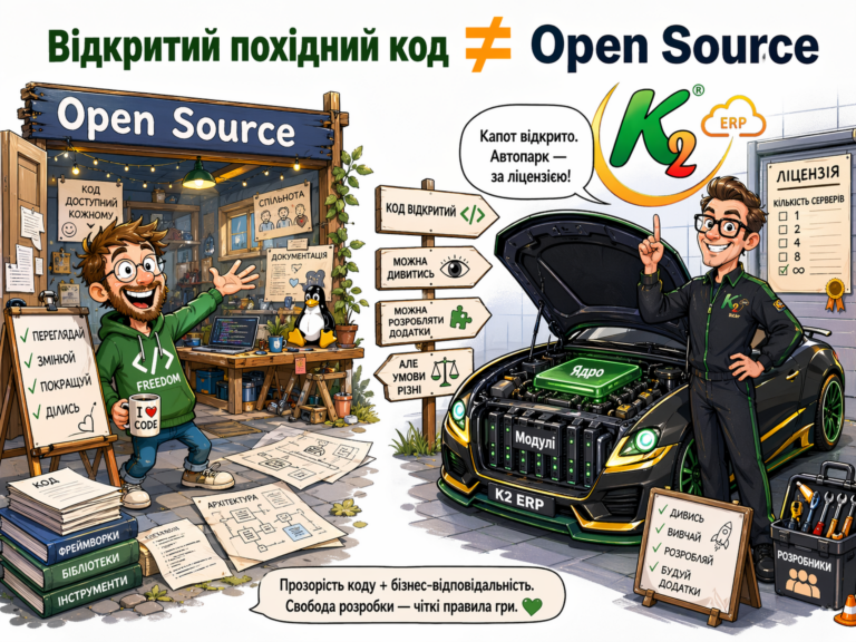 Відкритий похідний код, Open Source і K2 ERP — спробуйте K2 ERP безкоштовно в хмарі: Відкритий похідний код, Open Source і K2