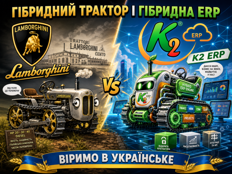 Гібридний трактор Lamborghini і гібридна ERP K2 — спробуйте K2 ERP безкоштовно в хмарі: Гібридний трактор Lamborghini і гібридна